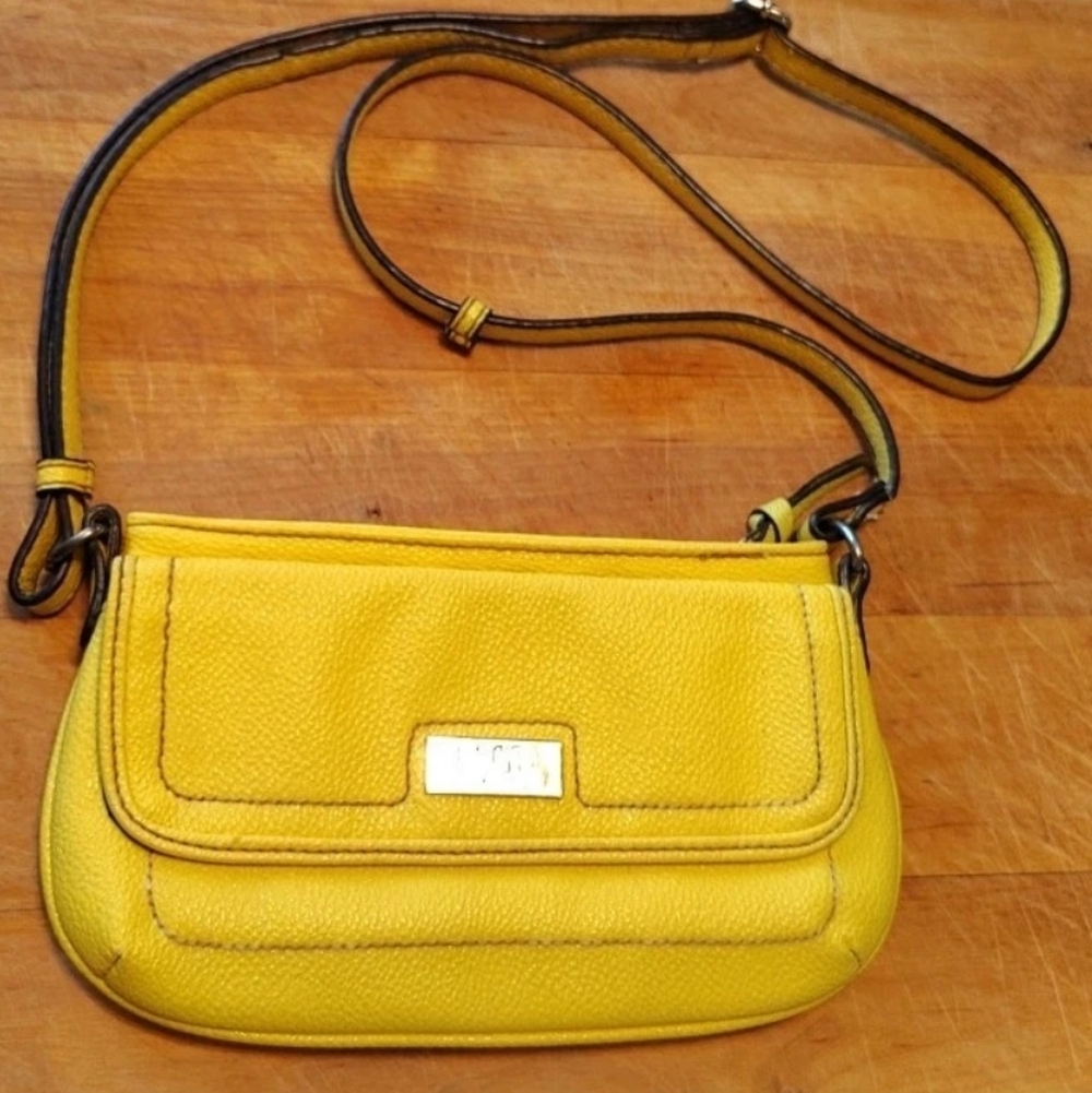 9 & Co Yellow Leather Crossbody Bag